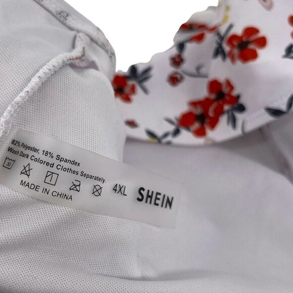 Bohemian Bikini Top Womens Size 4XL White Red V Neck Swimwear Wireless Floral - Picture 8 of 8